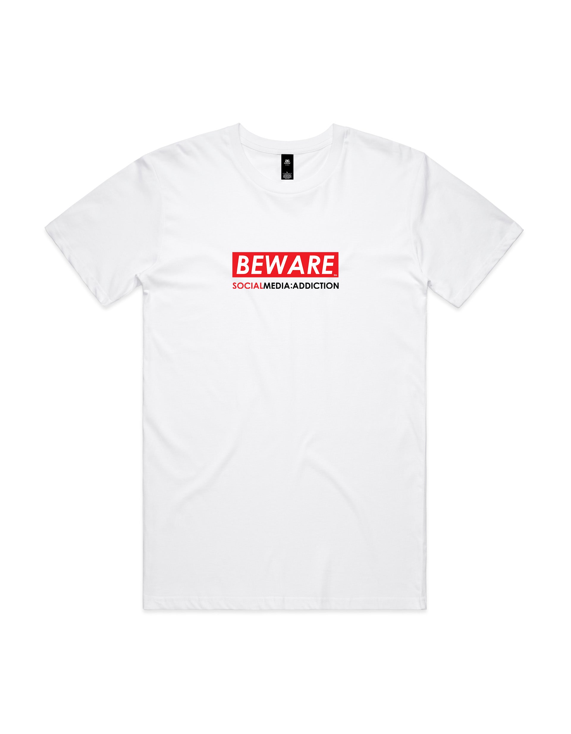 BEWARE Social Media Addiction Staple Tee